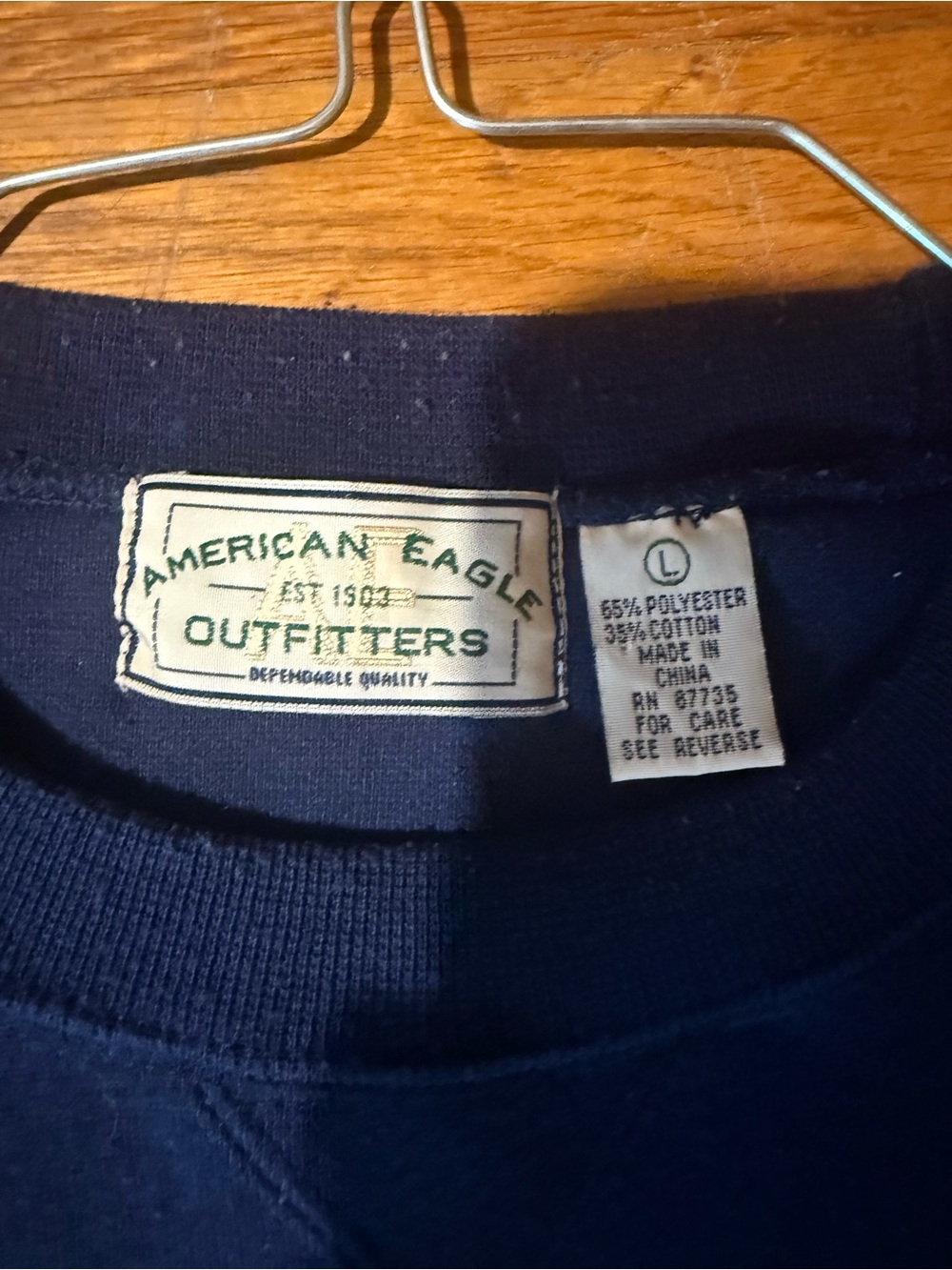 VINTAGE 90s American Eagle Outfitters Navy Crewneck Sweatshirt - Picture 3 of 5